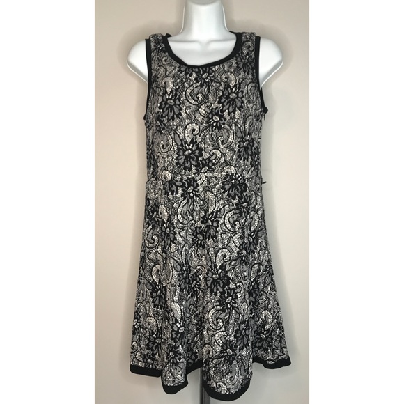 Loft Side Zip Black & Beige 10P Dress - Picture 1 of 7